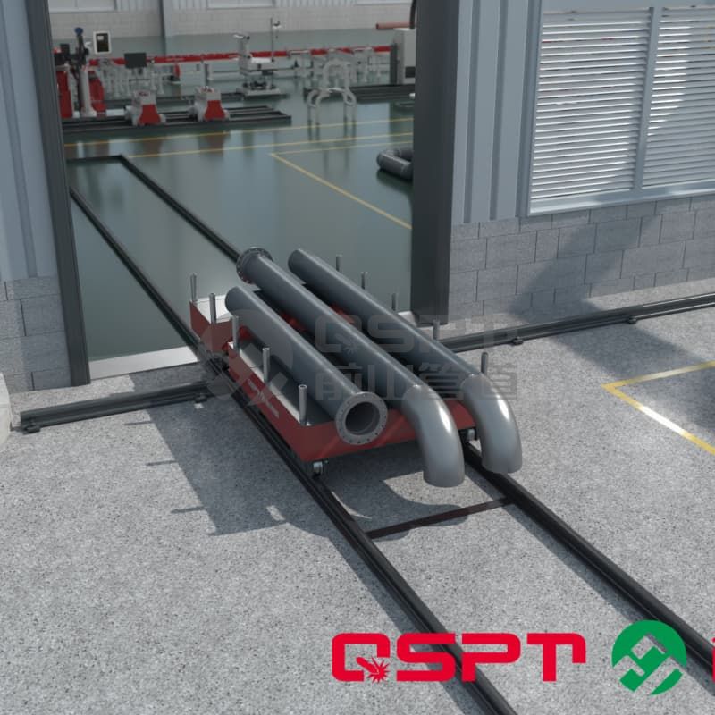Remote control RGV trolley transportation system for pipe sections