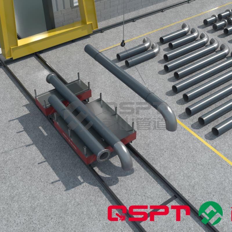 Remote control RGV trolley transportation system for pipe sections